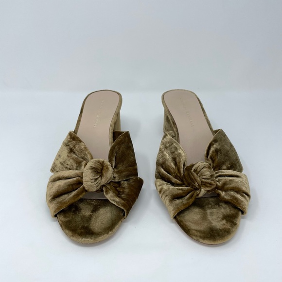Loeffler Randall Celeste Velvet Mules Heels in Gold Bronze Brown, 8.5 - Picture 9 of 14